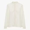 Fließende Bluse aus Seidengeorgette und Spitze