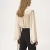 Fließende Bluse aus Seidengeorgette und Spitze