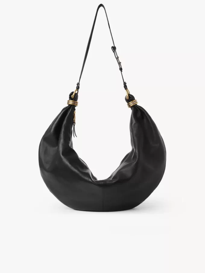 Große Hobo-Tasche mit Armband aus genarbtem Leder
