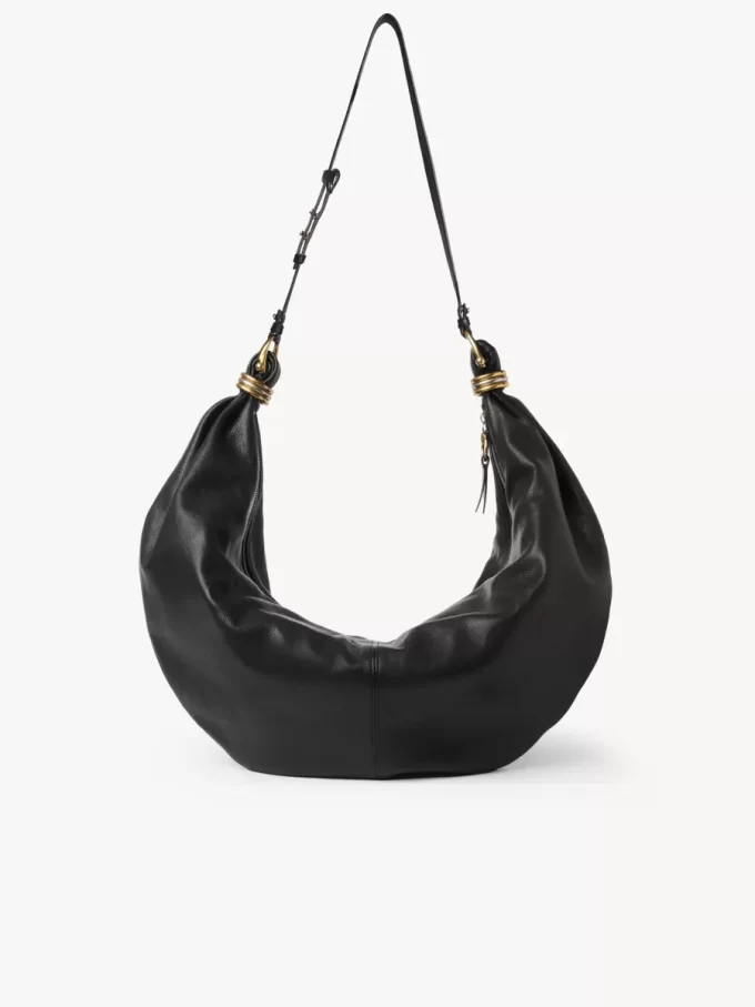 Große Hobo-Tasche mit Armband aus genarbtem Leder