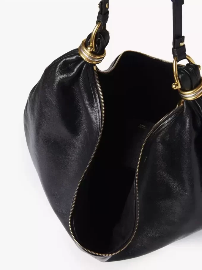 Große Hobo-Tasche mit Armband aus genarbtem Leder
