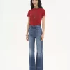 High-Rise-Bootcut-Jeans aus Denim