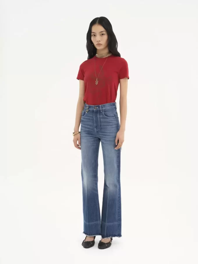 High-Rise-Bootcut-Jeans aus Denim