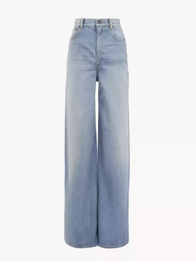 High-Rise-Jeans mit weitem Bein aus Denim