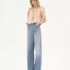 High-Rise-Jeans mit weitem Bein aus Denim