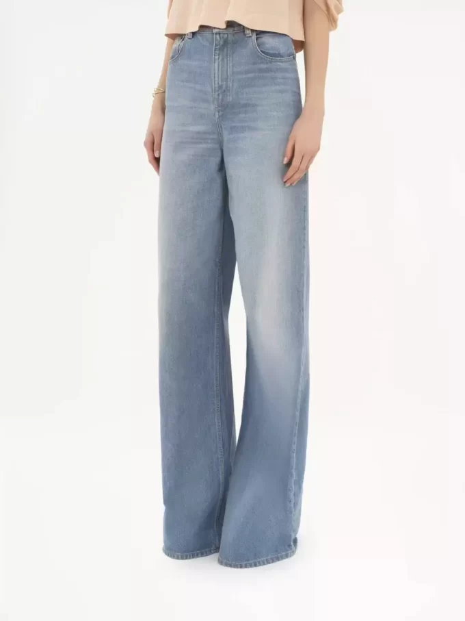 High-Rise-Jeans mit weitem Bein aus Denim
