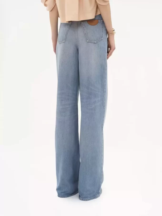 High-Rise-Jeans mit weitem Bein aus Denim