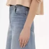 High-Rise-Jeans mit weitem Bein aus Denim