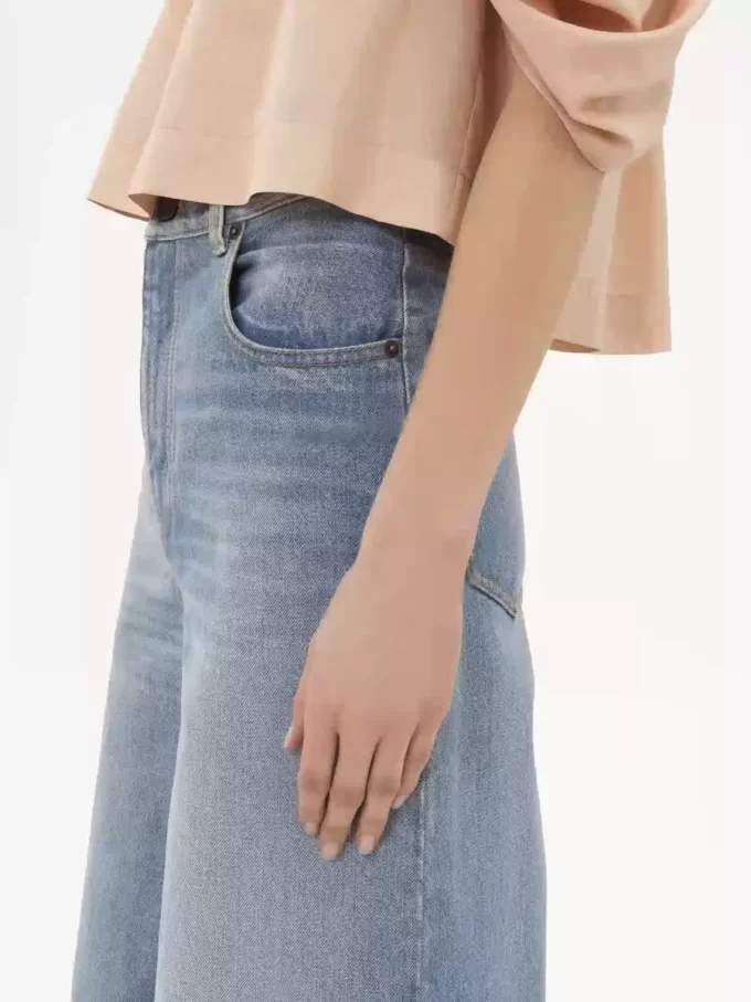 High-Rise-Jeans mit weitem Bein aus Denim