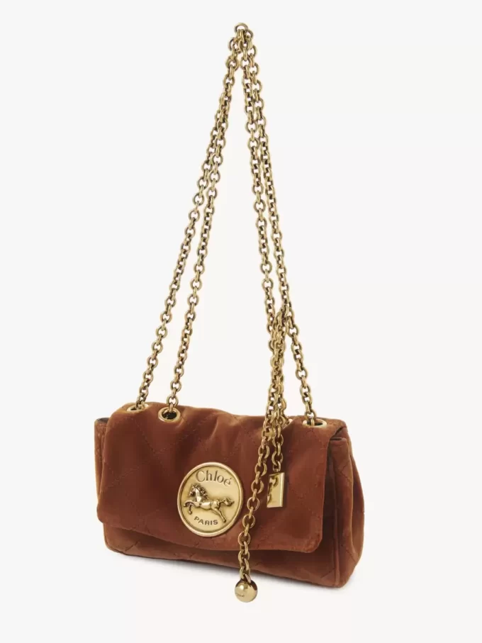 Kleine Chloé Heritage Schultertasche aus Samt