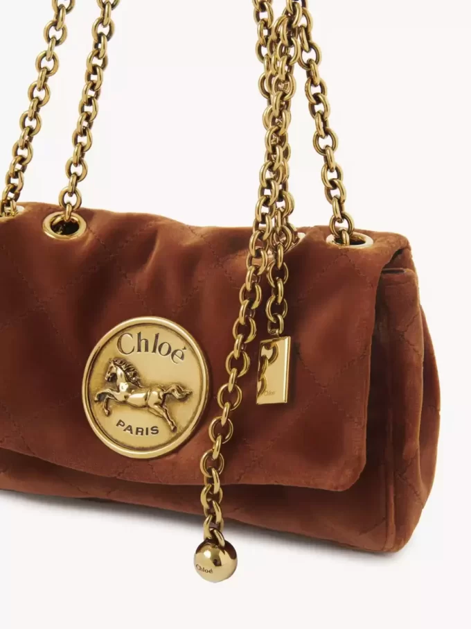Kleine Chloé Heritage Schultertasche aus Samt