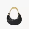 Kleine Hobo-Tasche mit Armband aus genarbtem Leder