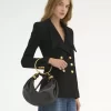 Kleine Hobo-Tasche mit Armband aus genarbtem Leder