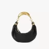 Kleine Hobo-Tasche mit Armband aus genarbtem Leder