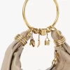 Kleine Hobo-Tasche mit Armband aus genarbtem Leder