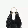 Kleine Hobo-Tasche mit Armband aus Leder mit Fransen