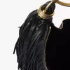 Kleine Hobo-Tasche mit Armband aus Leder mit Fransen