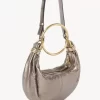 Kleine Hobo-Tasche mit Armband aus metallisiertem Leder