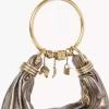 Kleine Hobo-Tasche mit Armband aus metallisiertem Leder