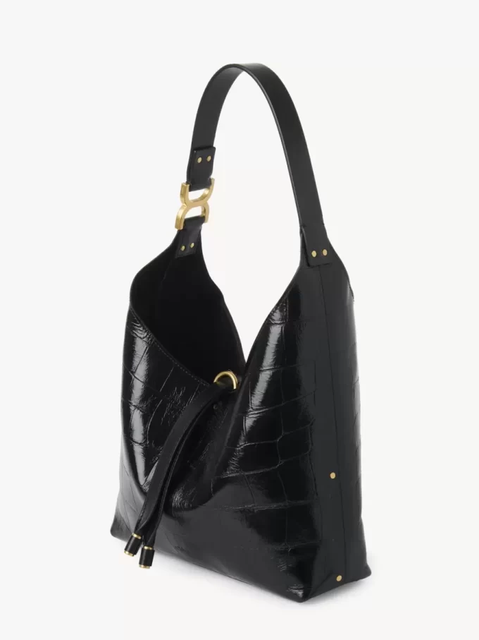 Kleine Marcie Hobo-Tasche aus Leder mit Kroko-Effekt