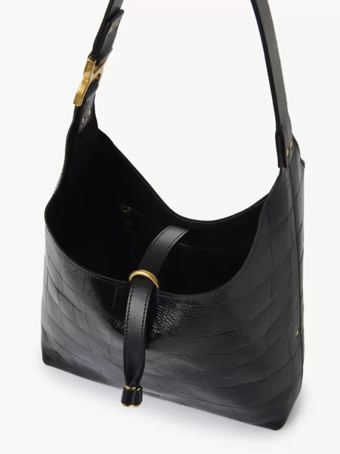 Kleine Marcie Hobo-Tasche aus Leder mit Kroko-Effekt