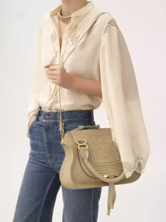 Kleine Marcie-Tasche aus Fasern mit Bast-Effekt