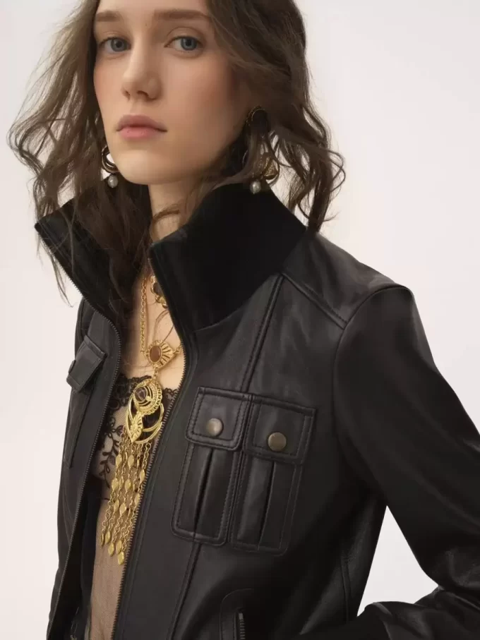 Kurzer Blouson aus Leder