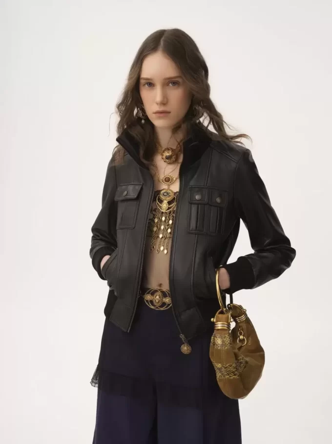 Kurzer Blouson aus Leder