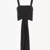 Kurzes Tanktop aus Crêpe de Chine mit Bindeband vorne