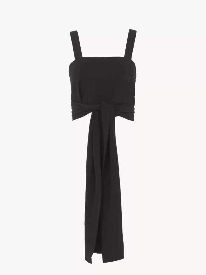 Kurzes Tanktop aus Crêpe de Chine mit Bindeband vorne
