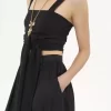 Kurzes Tanktop aus Crêpe de Chine mit Bindeband vorne