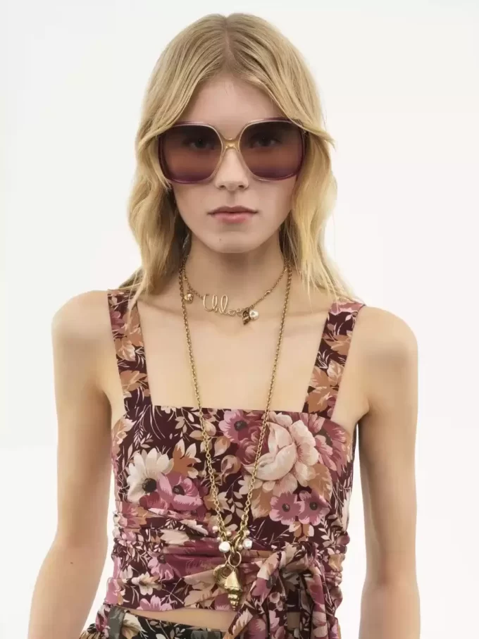 Kurzes Tanktop aus Crêpe de Chine mit Bindeband vorne