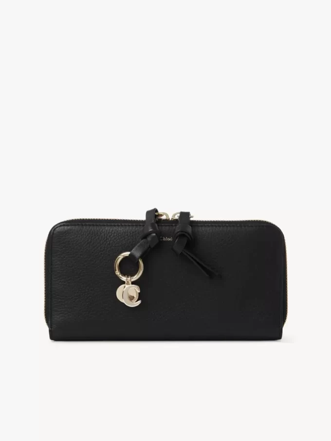 Lange Brieftasche mit Reißverschluss „Alphabet“ aus genarbtem Leder