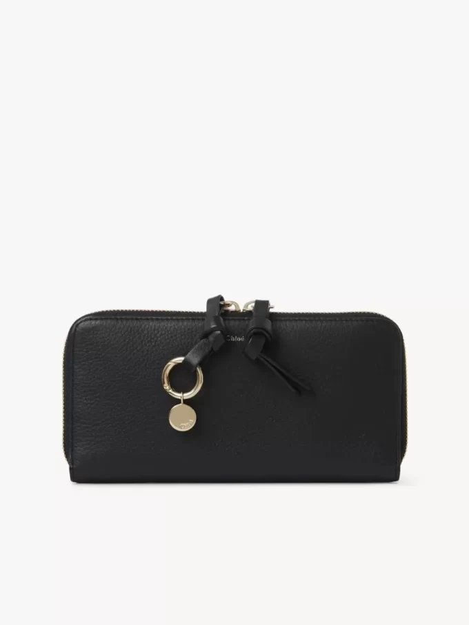Lange Brieftasche mit Reißverschluss „Alphabet“ aus genarbtem Leder