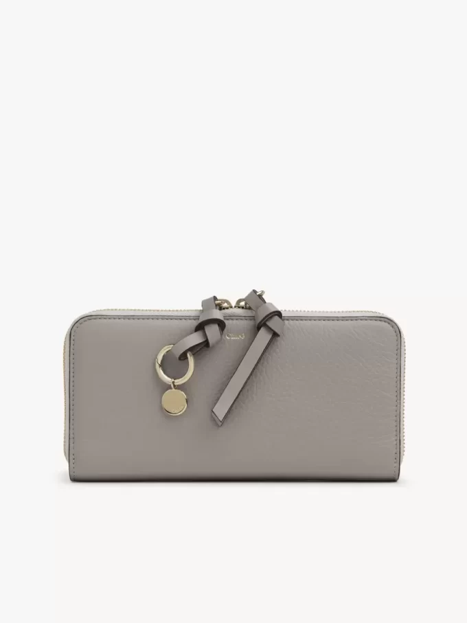 Lange Brieftasche mit Reißverschluss „Alphabet“ aus genarbtem Leder