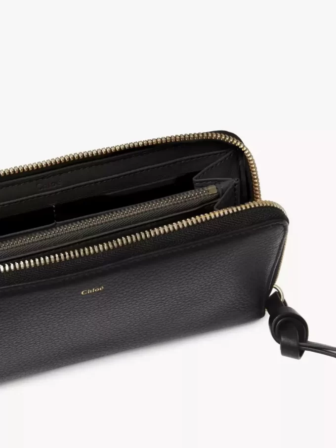 Lange Brieftasche mit Reißverschluss „Alphabet“ aus genarbtem Leder