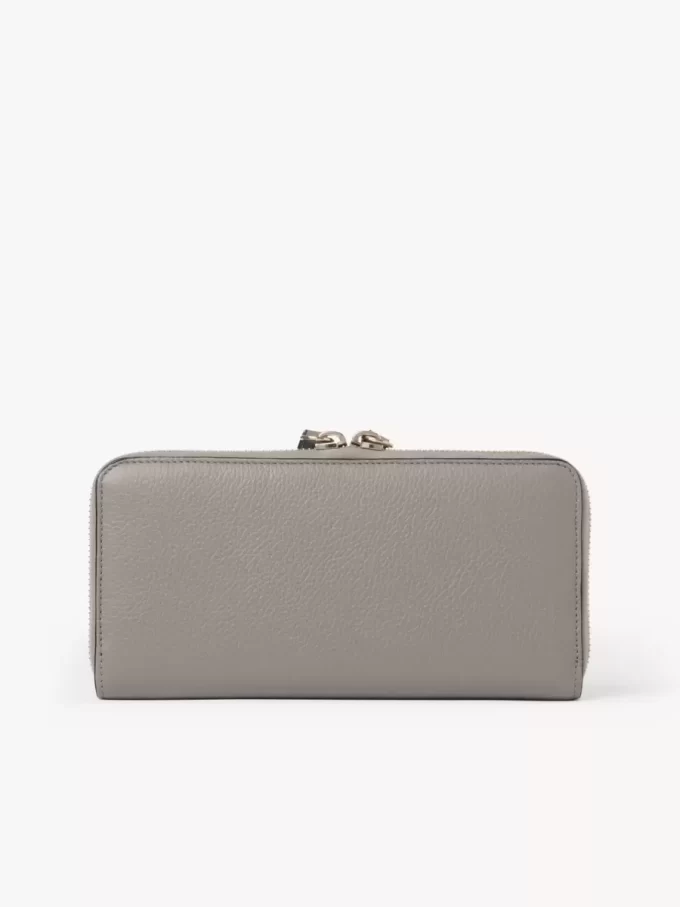 Lange Brieftasche mit Reißverschluss „Alphabet“ aus genarbtem Leder