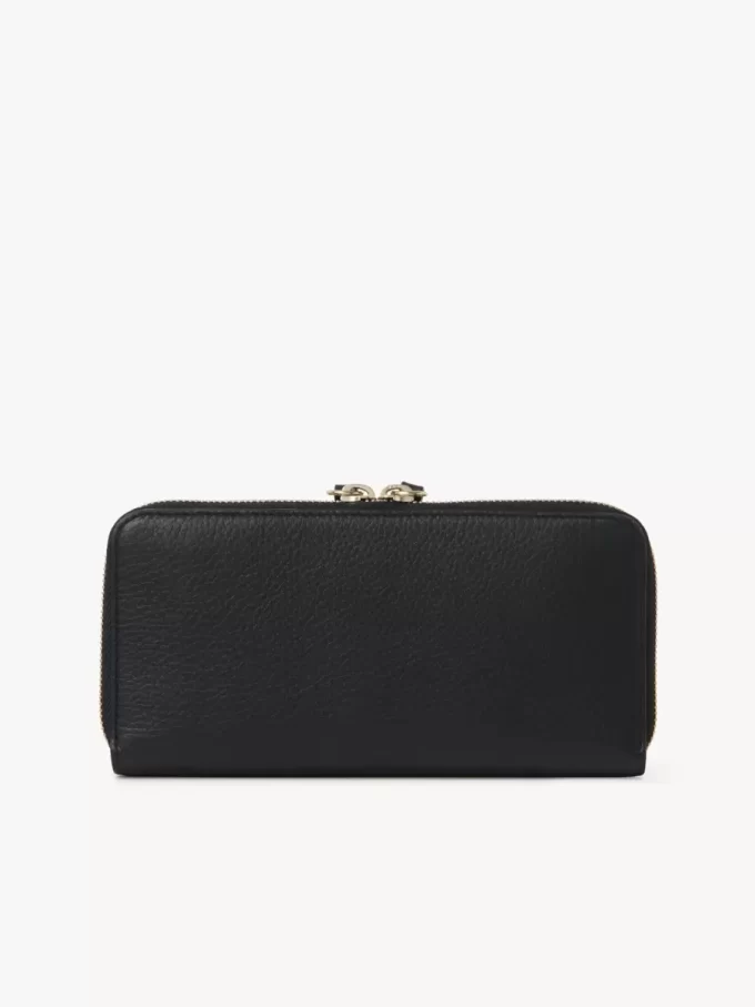 Lange Brieftasche mit Reißverschluss „Alphabet“ aus genarbtem Leder