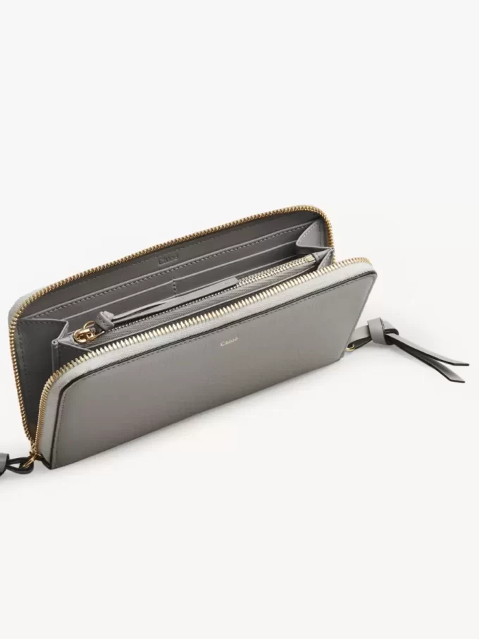 Lange Brieftasche mit Reißverschluss „Alphabet“ aus genarbtem Leder