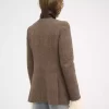 Lange Offiziersjacke aus Wolle mit Fischgrätmuster
