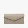 Langes Envelope-Portemonnaie mit Klappe aus genarbtem Leder