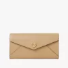 Langes Envelope-Portemonnaie mit Klappe aus genarbtem Leder
