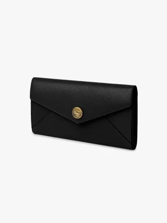 Langes Envelope-Portemonnaie mit Klappe aus genarbtem Leder