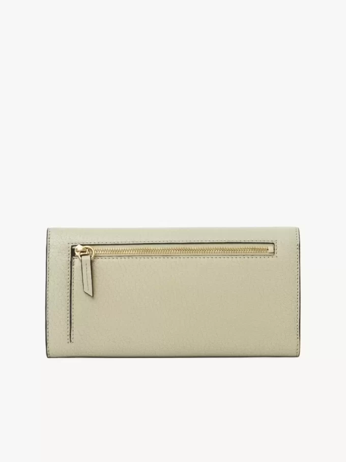 Langes Envelope-Portemonnaie mit Klappe aus genarbtem Leder