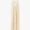 Langes Kleid mit Rüschen aus Habotai-Seide und Spitze