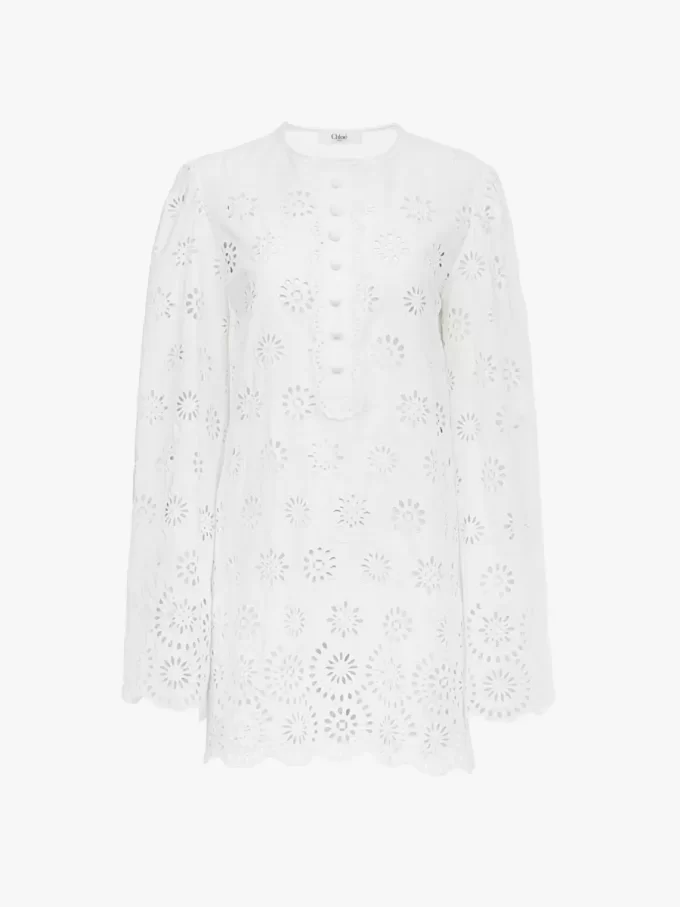 Langärmliges Minikleid aus Baumwoll-Voile