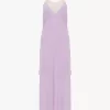 Midikleid mit dünnen Trägern aus Crêpe de Chine und Spitze