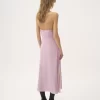 Midikleid mit dünnen Trägern aus Crêpe de Chine und Spitze
