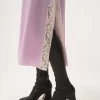 Midikleid mit dünnen Trägern aus Crêpe de Chine und Spitze