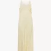 Midikleid mit dünnen Trägern aus Seidenjacquard und Spitze